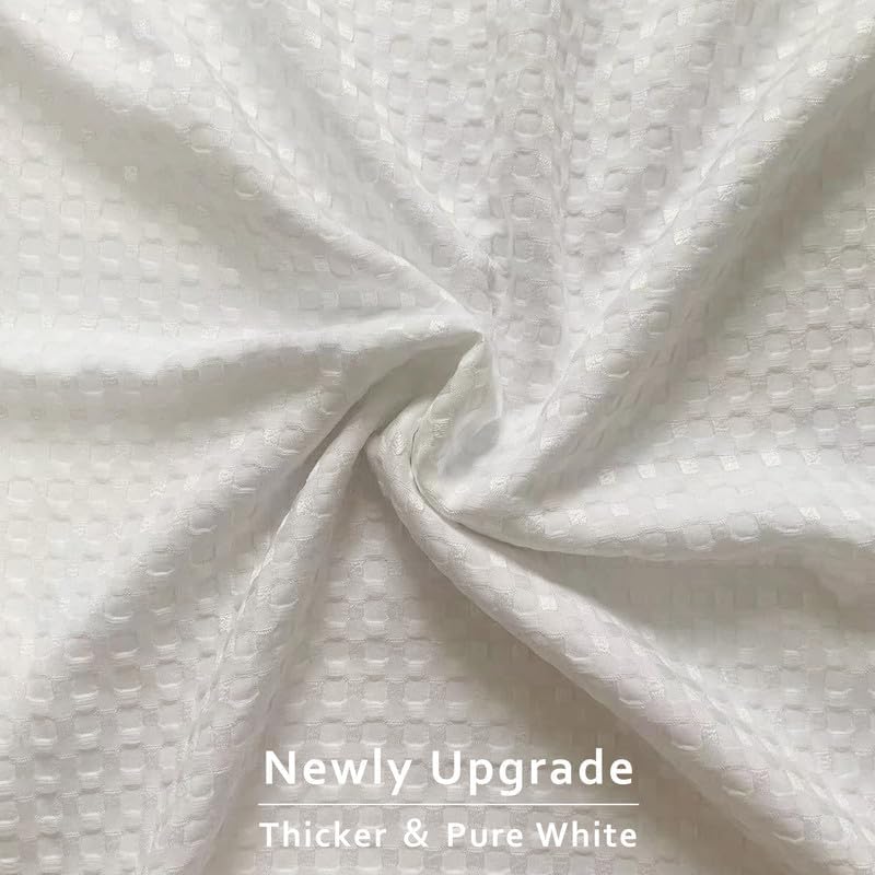 MIYE Pleated Waffle Weave Bed Skirt, Tailored Dust Ruffle 12 Inch Drop Easy Fit, Machine Washable (White, Twin - 12" Drop) - Image 2