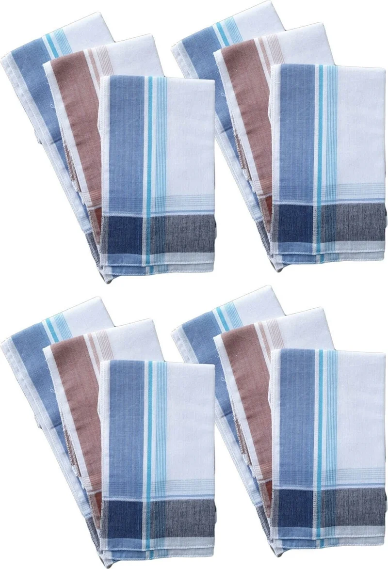 هيبسين راكيب Competing All 12 Pack Hand Pocket Collar Fabric Handkerchief 36X36 cm 100% Cotton TM03