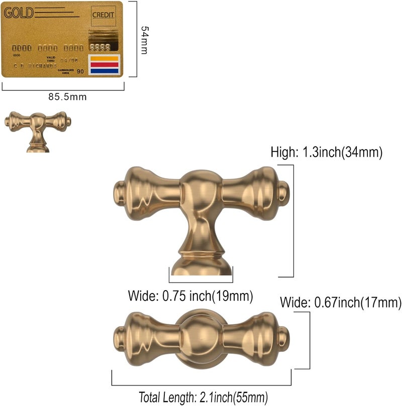 Amerdeco 10 Pack Champagne Bronze Kitchen Cabinet Knobs 2.1 Inch(53mm) Single Hole Cabinet Handles Dresser Knobs Drawer Knobs and Pulls for Bathroom Cabinets ZH0014... - Image 5