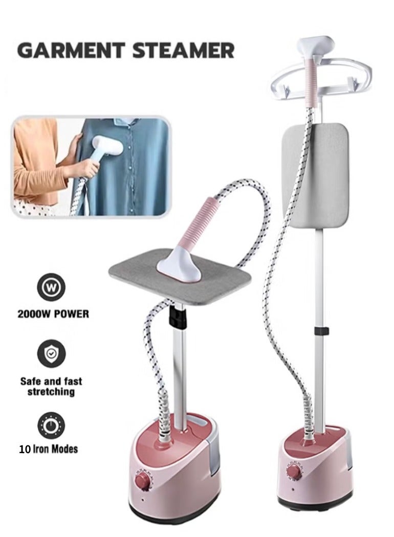 كاوية بخاركواية بخار مع لوح كي، كوايه ملابس بخار قائمة بقدرة 2000 واط، 10 مستويات لضبط البخار، خزان مياه بسعة 2 لتر، بخار سريع في 26 ثانية - Image 1