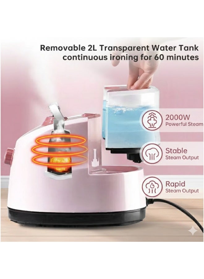 كاوية بخاركواية بخار مع لوح كي، كوايه ملابس بخار قائمة بقدرة 2000 واط، 10 مستويات لضبط البخار، خزان مياه بسعة 2 لتر، بخار سريع في 26 ثانية - Image 5
