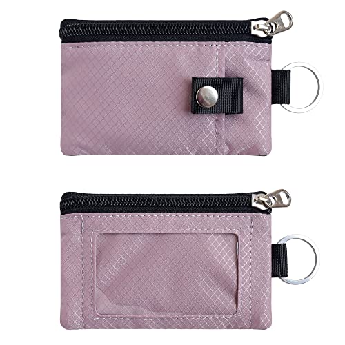CHENSPRX Minimalist RFID Blocking Small Wallet with ID Window,WaterResistant Zip Id Case Wallet with Lanyard Keychain for Cards,Cash,Travel,Women,Men (LightPurple) - Image 3