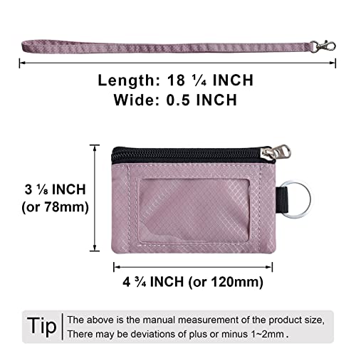 CHENSPRX Minimalist RFID Blocking Small Wallet with ID Window,WaterResistant Zip Id Case Wallet with Lanyard Keychain for Cards,Cash,Travel,Women,Men (LightPurple) - Image 5