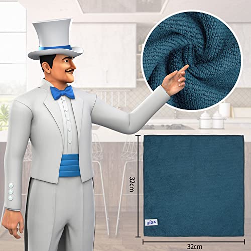 Mr Siga MR.SIGA Microfiber Cleaning Cloth, All-Purpose Microfiber Towels, Streak Free Cleaning Rags, Pack of 12, Light Teal, Size 32 x 32 cm(12.6 x 12.6 inch) - Image 2