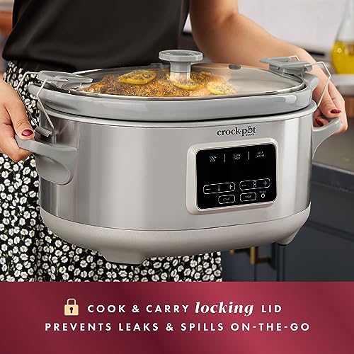 Crock-Pot 7-Quart Cook & Carry Slow Cooker with Sous Vide Function, Family-Sized Slow Cooker Warms up to 30 Hours, Modern Digital Display, Travel-Proof Locking Lid & Removable Temperature Probe - Image 4