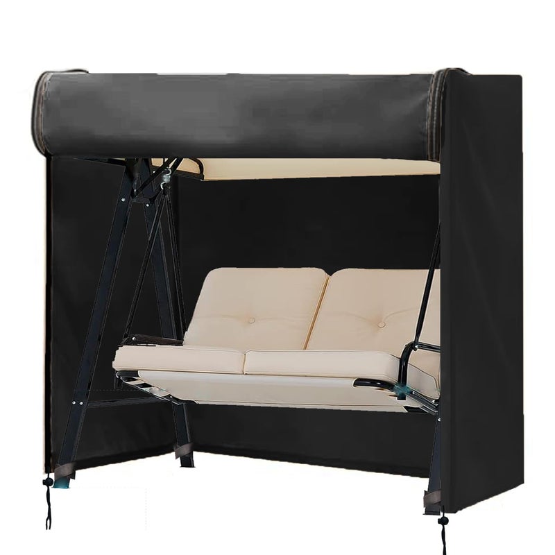 FLYMEI Outdoor Swing Cover 2 Triple Seater Hammock Cover for Porch Swing Canopy Glider Chair and Other Patio Furniture Waterproof Windproof All Weather Protection 65 L x 50W x 66H - Image 2