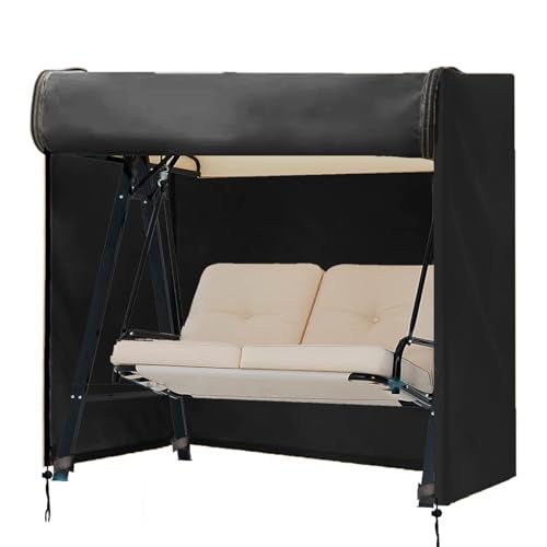 FLYMEI Outdoor Swing Cover 2 Triple Seater Hammock Cover for Porch Swing Canopy Glider Chair and Other Patio Furniture Waterproof Windproof All Weather Protection 65 L x 50W x 66H - Image 1