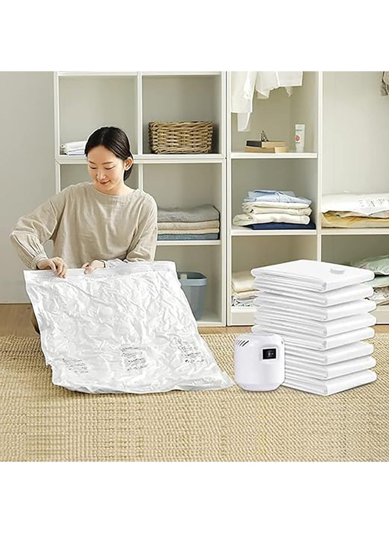 Generic 12Pcs Vacuum Storage Bags with Electric Pump Space Saver Sealer Compression Bags for Comforter and Blankets Jumbo Vacuum Seal Bags for Clothing Bedding Blankets Comforters Pillows (S+M+L+XL)  - Image 1
