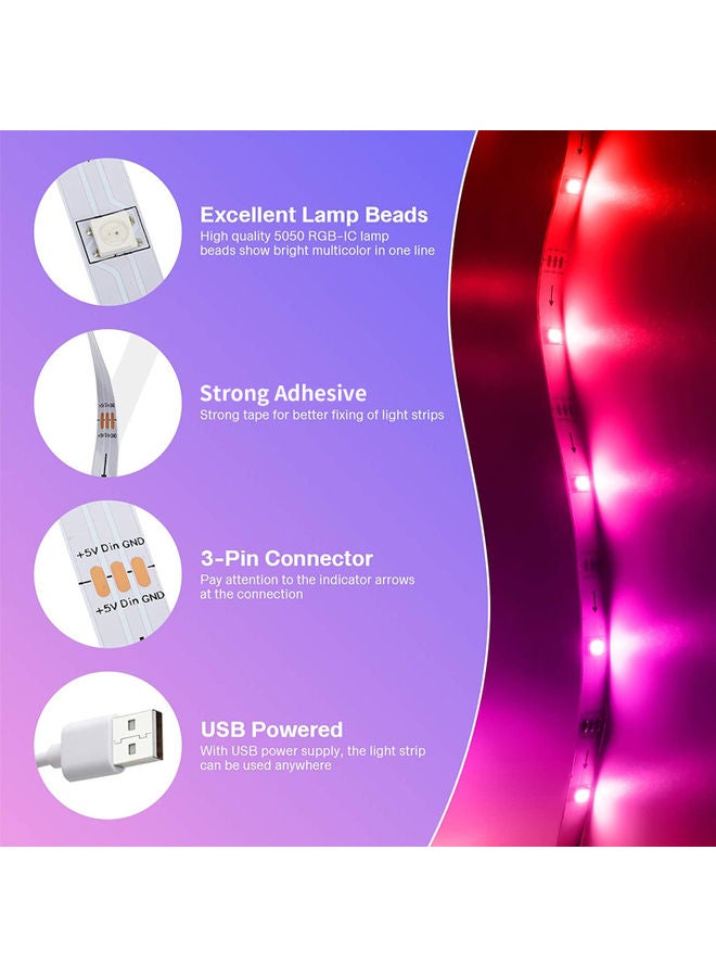 إسكدنيا شريط إضاءة LED بمنفذ USB مع جهاز تحكم عن بعد وكابل متعدد الألوان - Image 4