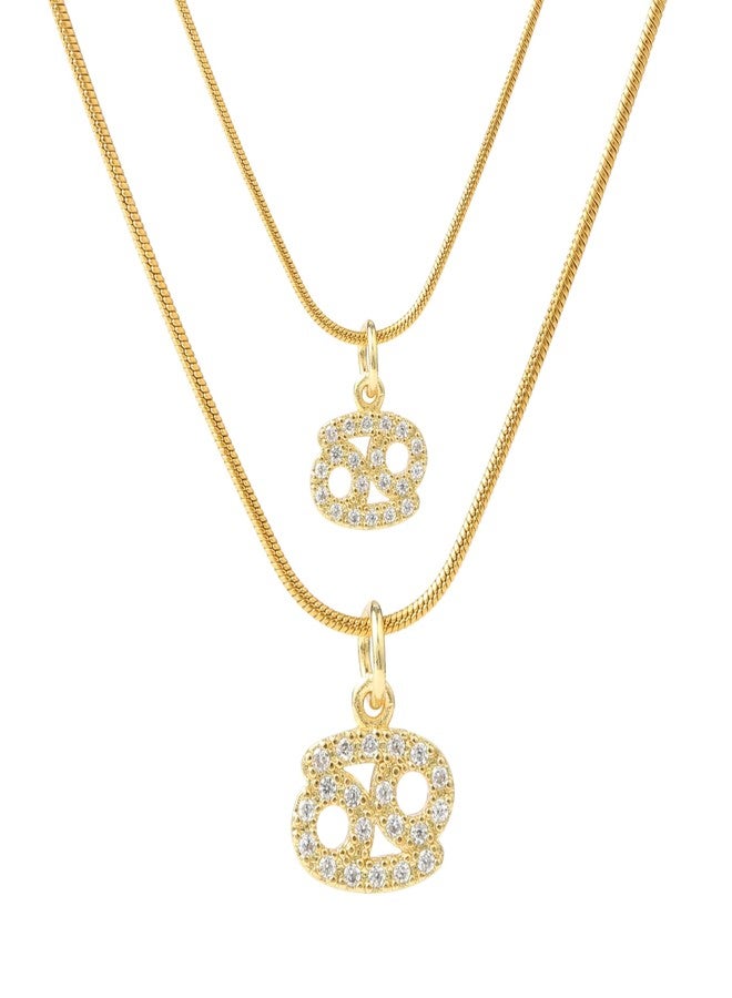 SALTY Pack of 2 Cosmic Zodiac Pendant-Cancer for Women | Stylish Locket Chain | Latest Fashion Jewellery Accessories for Girls | Minimal Jewelry | Ideal for Gifting | Marriage, Birthday | Gift for Valentine Day - Image 1