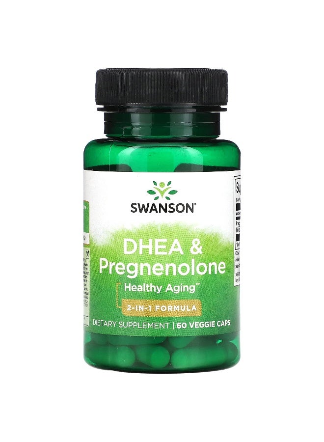 SWANSON سوانسون، DHE و Pregnenolone، 60 كبسولة نباتية - Image 1
