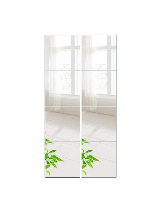 بلاط مرآة جدارية كاملة الطول ، مجموعة مرآة جدارية بلا إطار 8pcs ، تجميع مرآة للمكتب المنزلي غرفة النوم غرفة المعيشة غرفة الحمام باب صالة الرياضة (8pcs) - Image 3