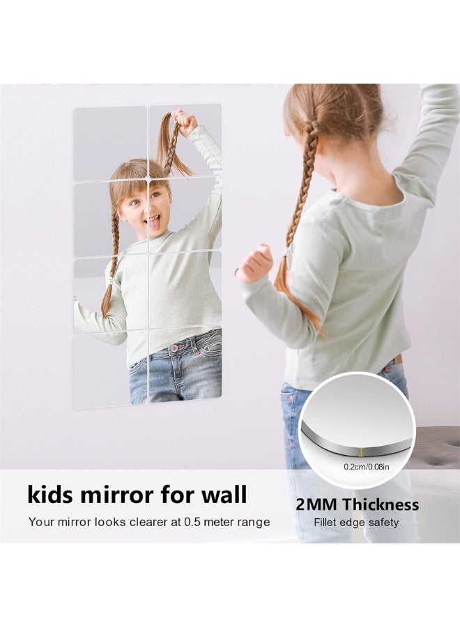 بلاط مرآة جدارية كاملة الطول ، مجموعة مرآة جدارية بلا إطار 8pcs ، تجميع مرآة للمكتب المنزلي غرفة النوم غرفة المعيشة غرفة الحمام باب صالة الرياضة (8pcs) - Image 5
