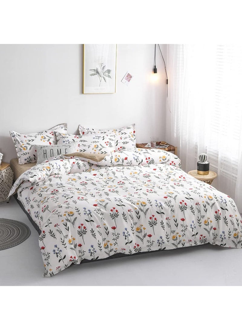 ميكسد مجموعة غطاء البطانية الزهرية ، 4 قطعة فوق الناعمة مجموعة غطاء الراحة من الألياف الدقيقة مع إغلاق السحاب ، مجموعة ملابس الفراش المطبوعة النمطية مع 2 حالات وسادة - Image 2