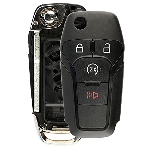 KeylessOption Remote Start Flip Key Fob Shell Case Replacement for Ford N5F-A08TDA, 5923694 - Image 1