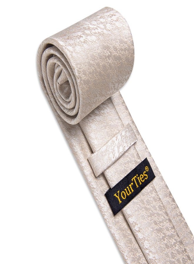 YourTies Men's Silk Tie Champagne Ties and Pocket Square Set Wedding Party NeckTie Formal Business - Image 4