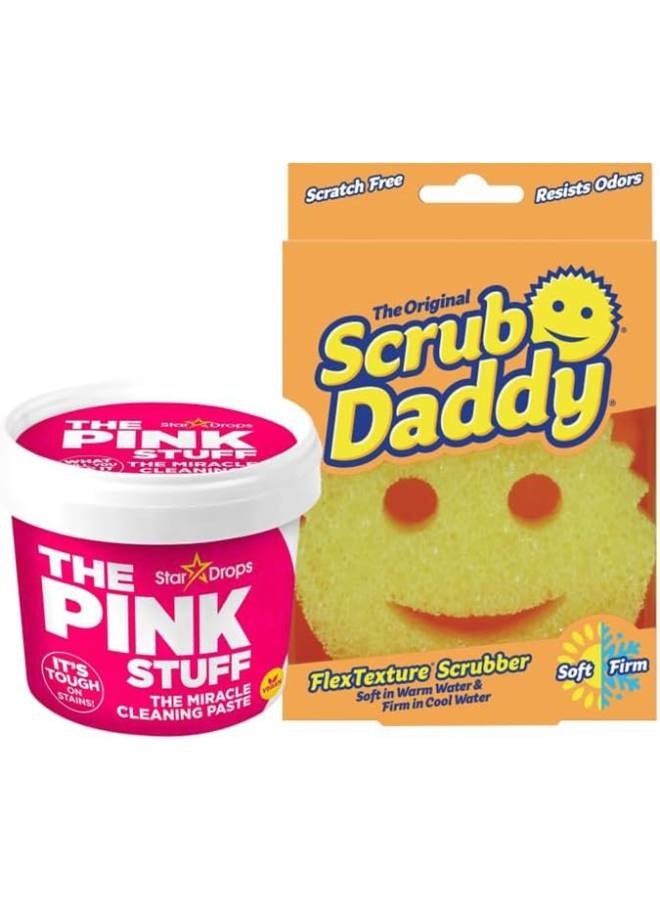 Pink Stuff Multipurpose Cleaning 850g Paste and Scrub Daddy All Purpose Yellow Cleaning Sponge Bundle (1 Pc Cleaning Paste And 1 Pc Cleaning Sponge)
