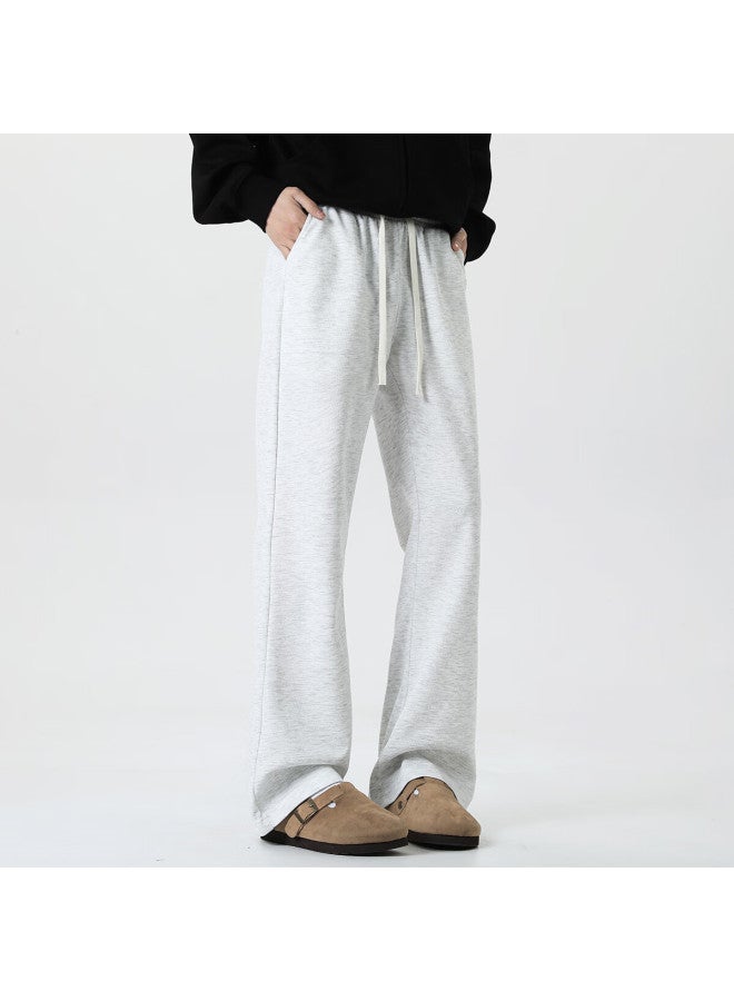 Maybeyond Casual Pants For Men, Autumn And Winter American-style Loose Straight-leg Trousers, Cool Draping Knife-edge Long Pants Mx05 Flower Gray XL - Image 1