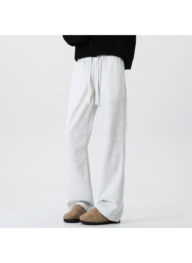 Maybeyond Casual Pants For Men, Autumn And Winter American-style Loose Straight-leg Trousers, Cool Draping Knife-edge Long Pants Mx05 Flower Gray XL - Image 5
