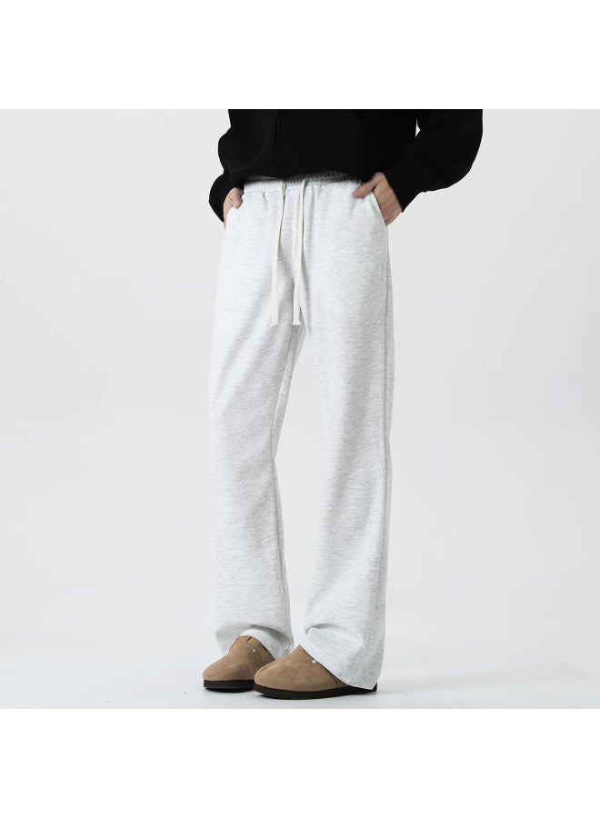 Maybeyond Casual Pants For Men, Autumn And Winter American-style Loose Straight-leg Trousers, Cool Draping Knife-edge Long Pants Mx05 Flower Gray XL - Image 4