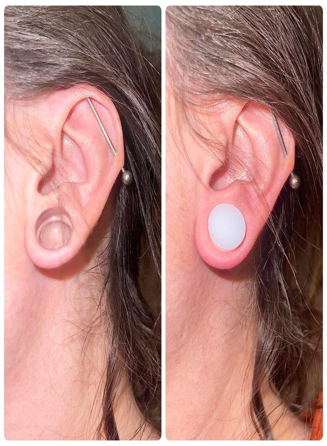 Cisyozi 0G Acrylic Ear Gauges Plugs Tunnels Earrings for Ear Stretching Kit Single Flare Plastic Clear Black Plugs Gauges Tunnels 0 Gauge Stretcher Stretch Gage Gauging Kit Women Men 8mm 5/16 inch - Image 3