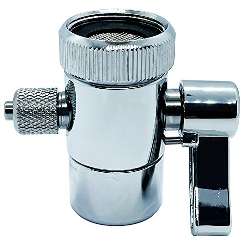 ZIGZAGSTORM Kitchen Sink Faucet Water Filter Diverter Valve for Push on 1/4 inch Tubing Replacement Part Adapter with M22 X M24 Connector,Brass Body,Chrome Plated Made In Taiwan - Image 1