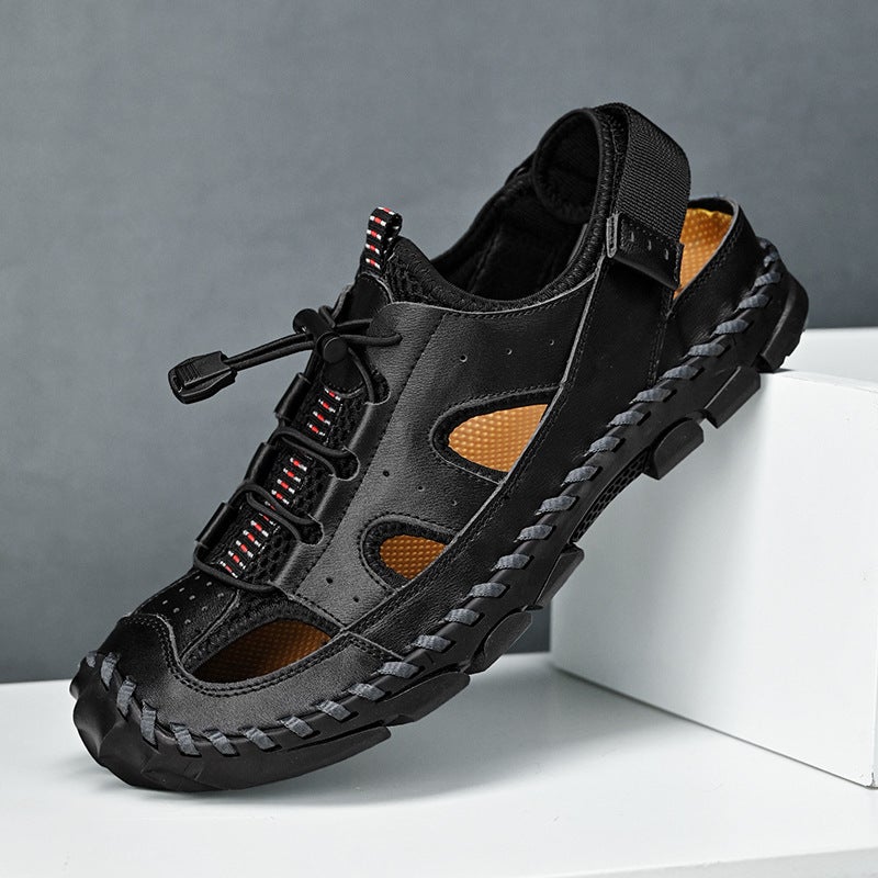 Summer Men'S Sandals Large Size Breathable Sandals Outdoor Handmade Hollow Shoes Casual Fashion Men'S Sandals - Image 4