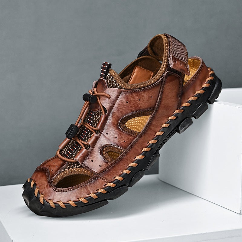 Summer Men'S Sandals Large Size Breathable Sandals Outdoor Handmade Hollow Shoes Casual Fashion Men'S Sandals - Image 3