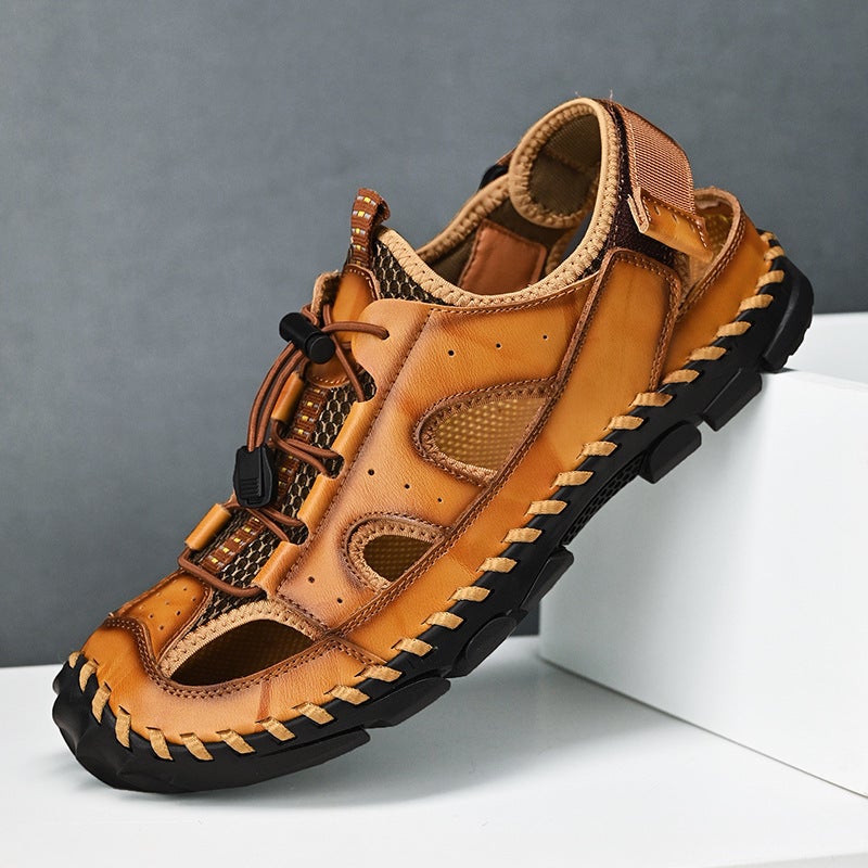 Summer Men'S Sandals Large Size Breathable Sandals Outdoor Handmade Hollow Shoes Casual Fashion Men'S Sandals - Image 2