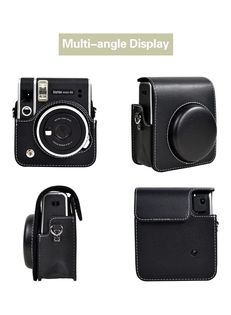 VKL Mini 40 PU Leather Case for Fujifilm Instax Mini 40 Instant Camera, Protective Case with Removable Shoulder Strap - Image 3