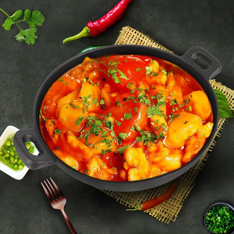 SOLARA SOLARA Crownstone Premium Cast Iron Kadai 10 Inch25 Cm Ready to Use Deep Frying Kadhai 21 kg Naturally Nonstick Cast Iron Kadai with 2 Loop Handles 100 Pure and ToxinFree kadhai - Image 1