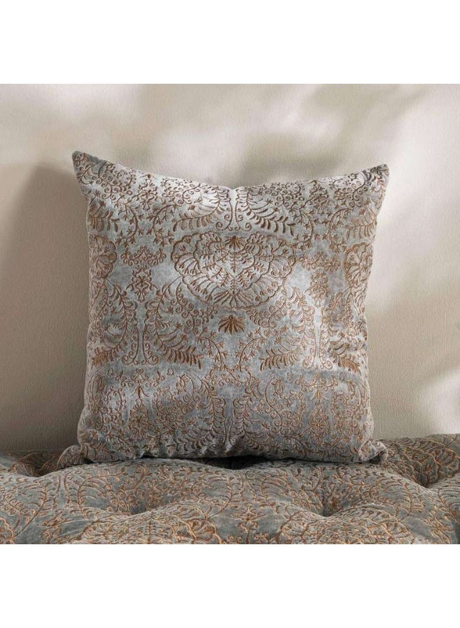 Pan Home وسادة مخملية مطرزة 45x45 سم - رمادي - Image 1