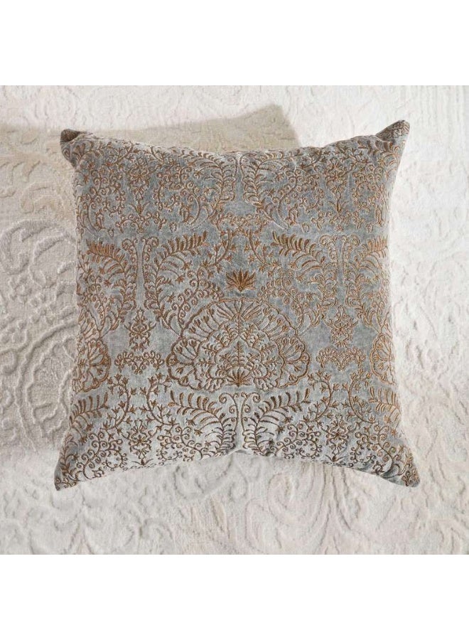 Pan Home وسادة مخملية مطرزة 45x45 سم - رمادي - Image 5