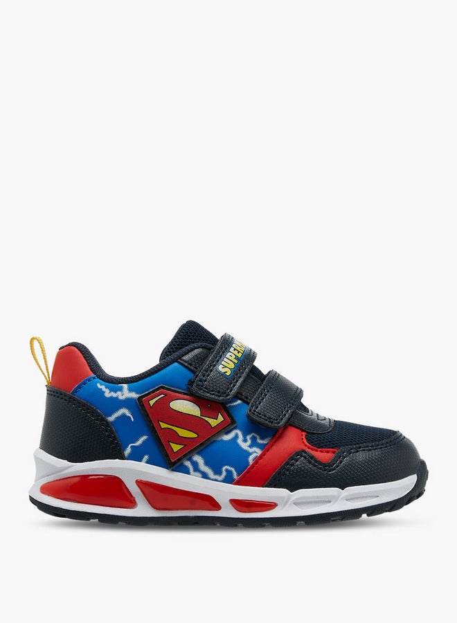 SUPERMAN Print Light-Up Sneakers with Hook and Loop Closure - Image 3