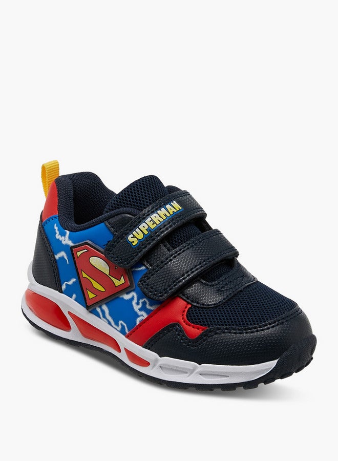 SUPERMAN Print Light-Up Sneakers with Hook and Loop Closure - Image 2