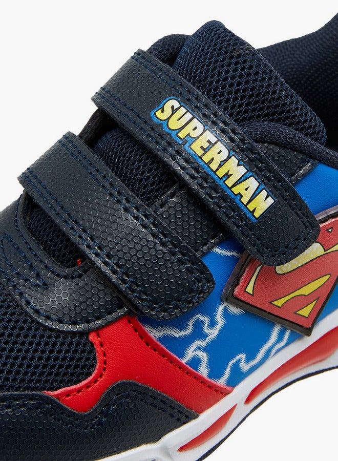SUPERMAN Print Light-Up Sneakers with Hook and Loop Closure - Image 4