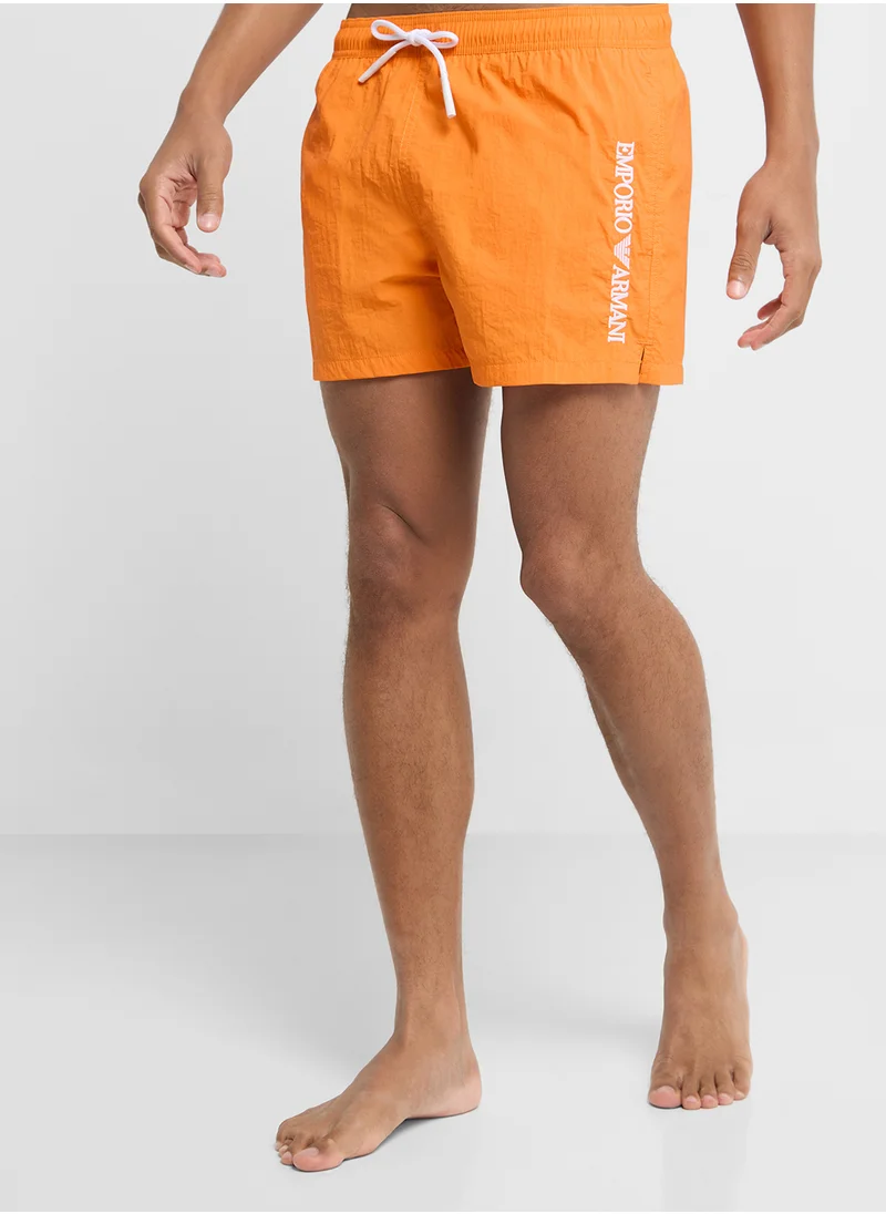 امبوريو ارماني Beachwear Logo  Drawstring Shorts