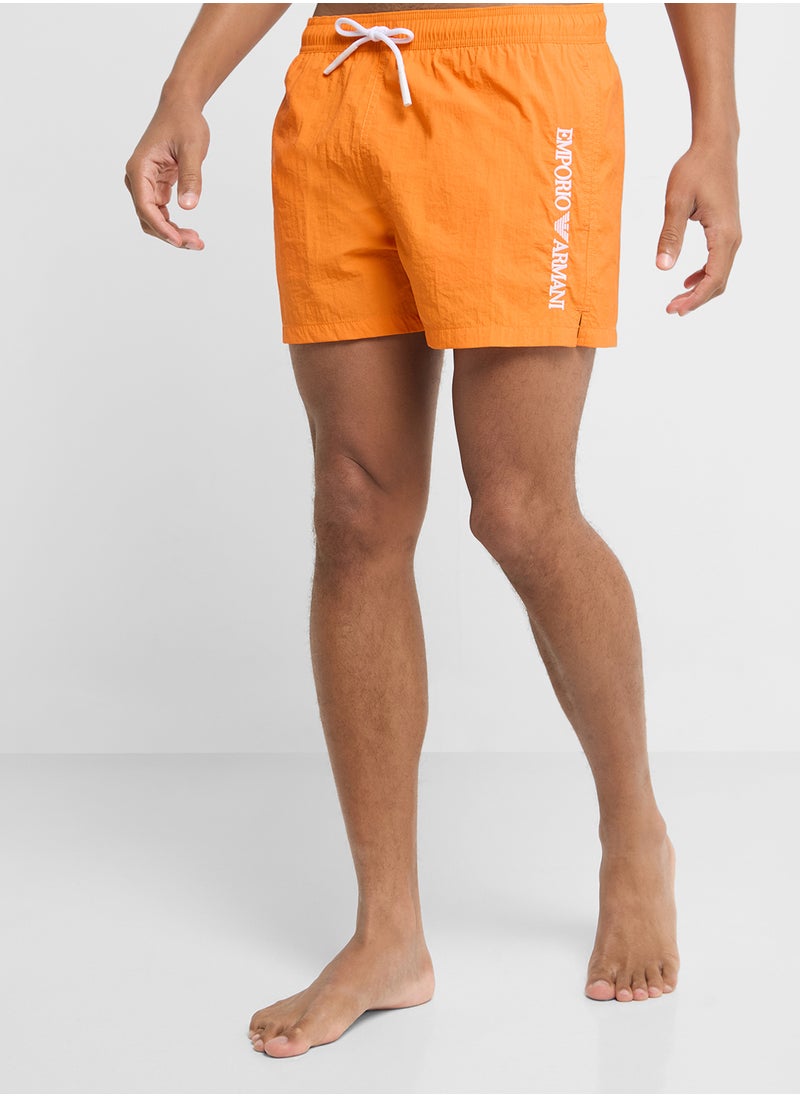 EMPORIO ARMANI - Beachwear Logo  Drawstring Shorts - Image 1