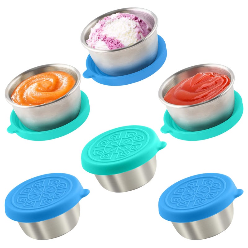 Qukaka 6x1.6 Oz Salad Dressing Containers With Lids, Small Leakproof Reusable Stainless Steel Salad Dressing Container To Go For Lunch Boxes,Sauce containers, Picnics,Travel Meal Prep And Kitchen Storage. - Image 1