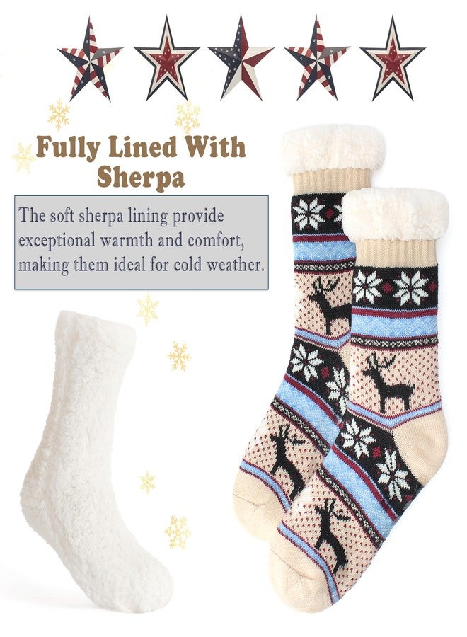 Cozylook Women's Fuzzy Slipper Socks with Non-Slip Grippers, Cozy Fluffy Sherpa Lined, Cute Christmas Gifts for Her Mom Grandma Wife Girlfriend - Image 3
