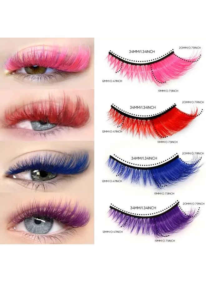 Colorful 5 Pairs Faux Mink Lashes Fluffy Cat Eye Wispy Design Reusable Noon - Image 4