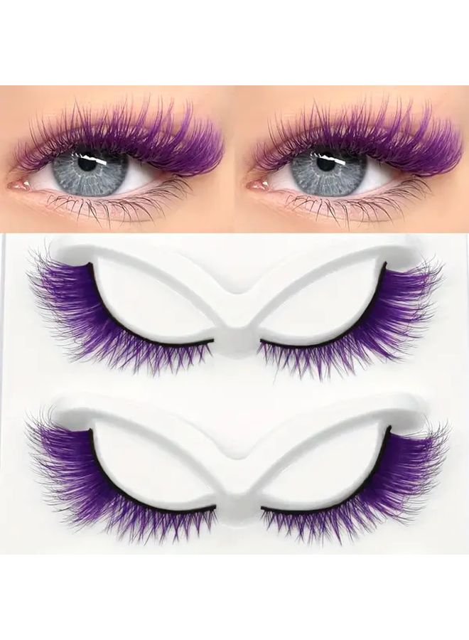 Colorful 5 Pairs Faux Mink Lashes Fluffy Cat Eye Wispy Design Reusable Noon - Image 3