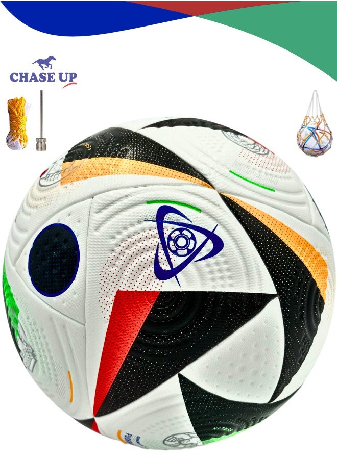 تشيس اب - كرة القدمكرة قدم كأس العالم 2022 للبالغين والأطفال مع شبكة + إبرة معدنية لكرة القدم للتدريب بجودة ممتازة | الحجم 5 | بدون هواء - Image 1