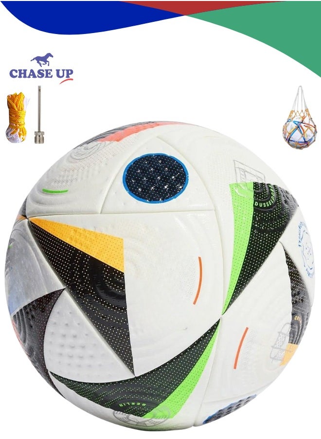تشيس اب كرة القدمكرة قدم كأس العالم 2022 للبالغين والأطفال مع شبكة + إبرة معدنية لكرة القدم للتدريب بجودة ممتازة | الحجم 5 | بدون هواء  - Image 2