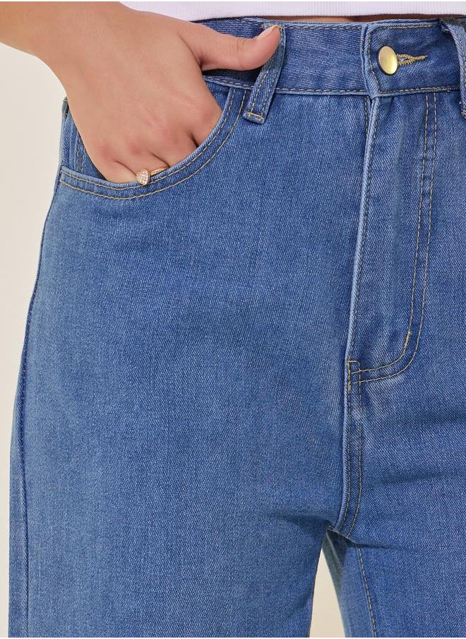 Styli - Mid Rise Wide Leg Jeans with Bow Tie Embroidered Pockets - Image 1