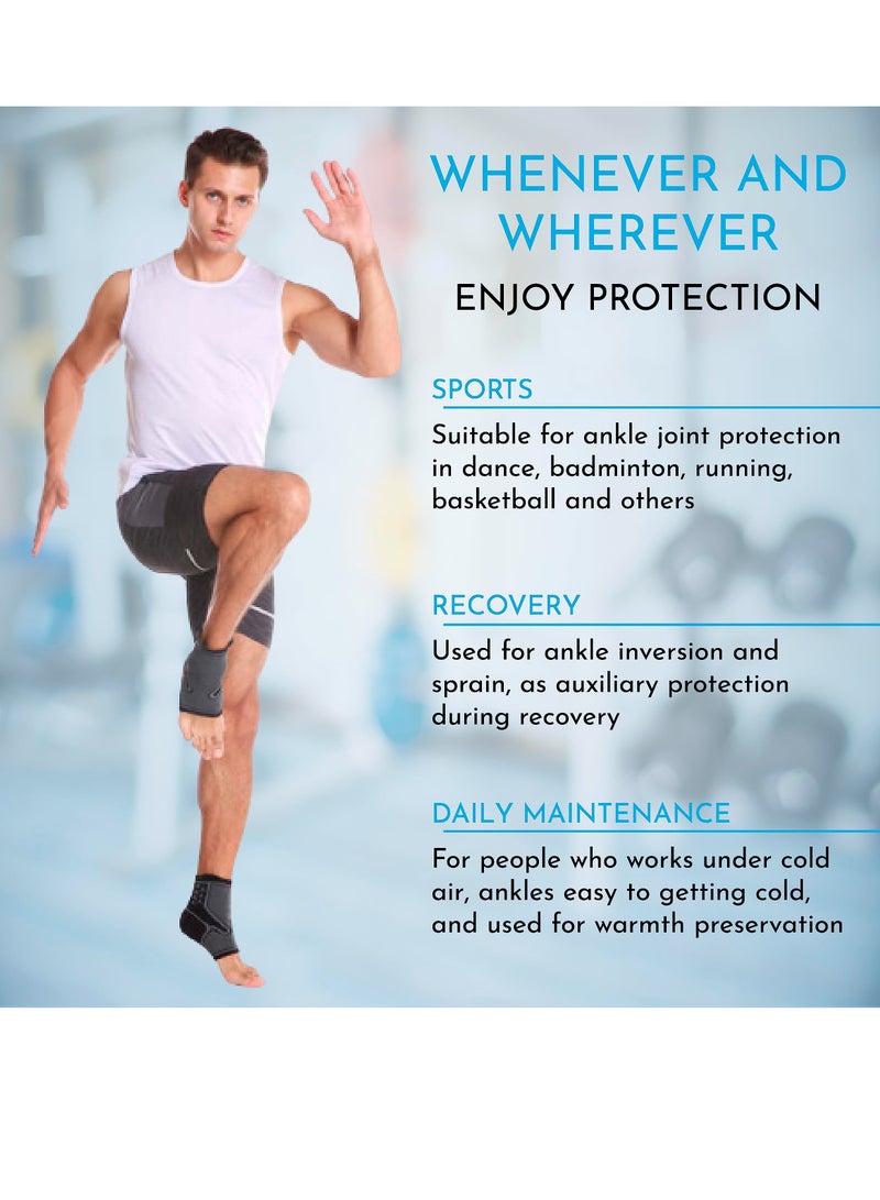 Excefore دعامة الكاحل، كم ضاغط احترافي للكاحل (زوج)، لتخفيف الالتواءات والتهاب المفاصل والدورة الدموية والتعافي من الإصابات الرياضية للنساء والرجال للاستخدام اليومي (M) - Image 4
