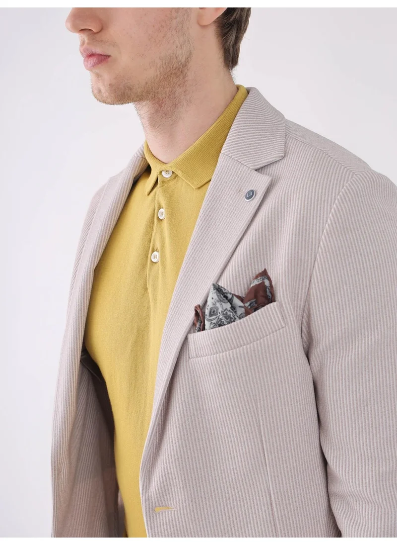 Dufy Beige Men's Slim Fit Mono Collar Jacket