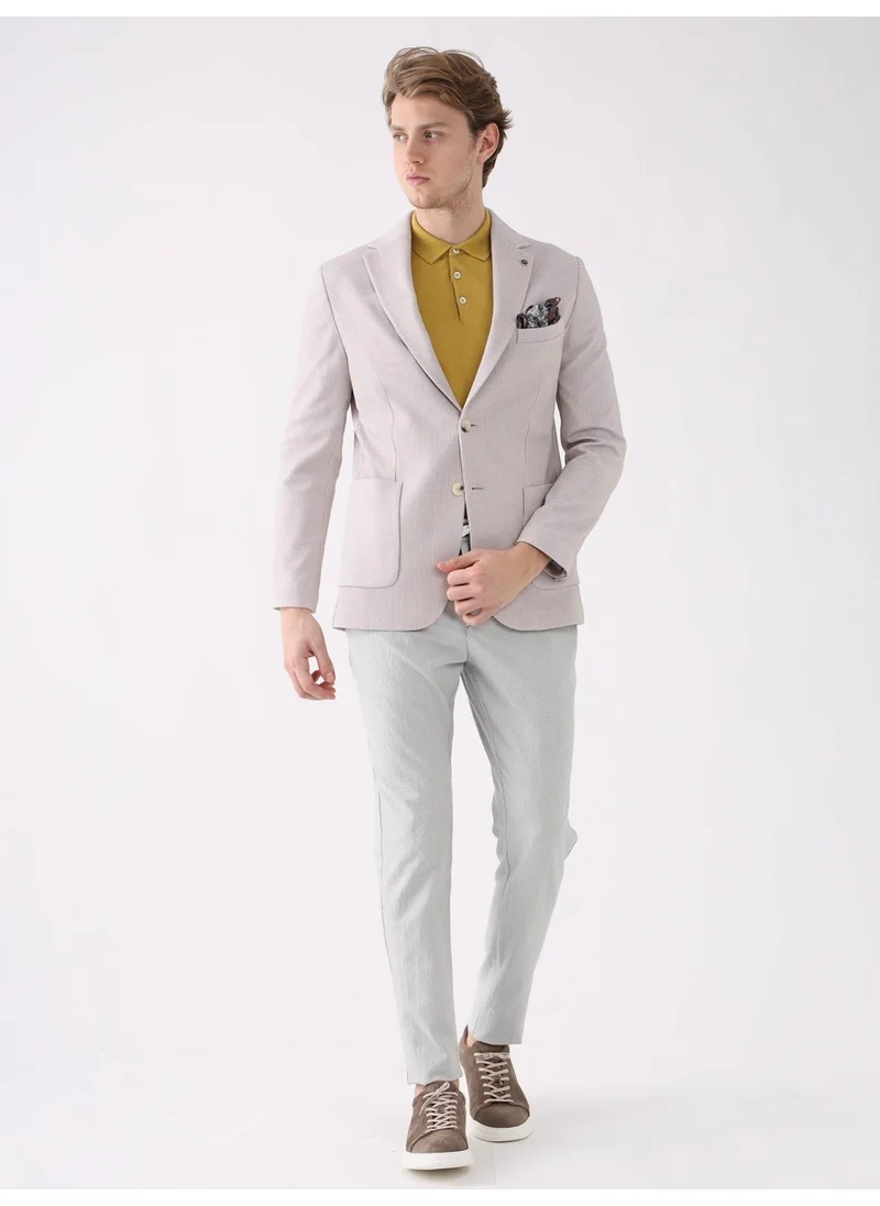 Dufy Beige Men's Slim Fit Mono Collar Jacket