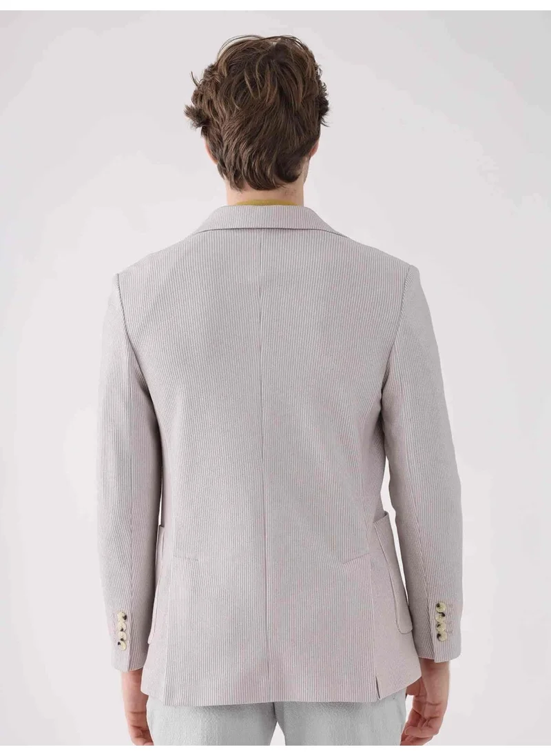 Dufy Beige Men's Slim Fit Mono Collar Jacket