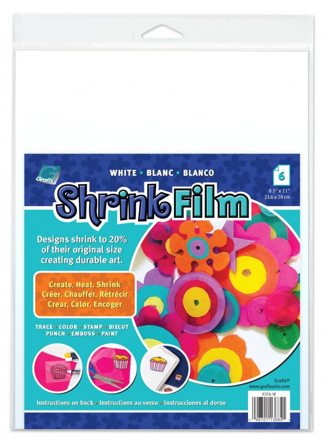 Grafix Graphix Shrink Film, White, 8.5x11, 6ct  - Image 1